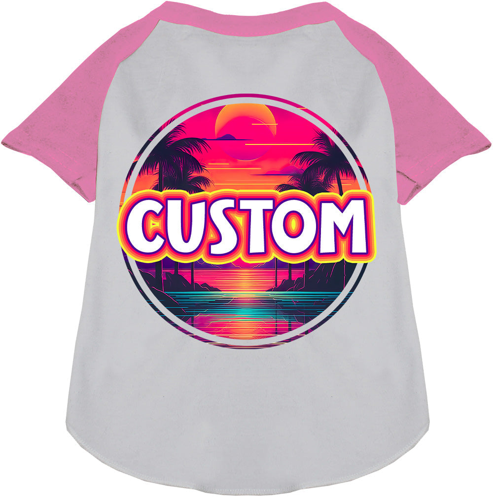 Custom Neon Beach Sunset Pet Raglan Shirts
