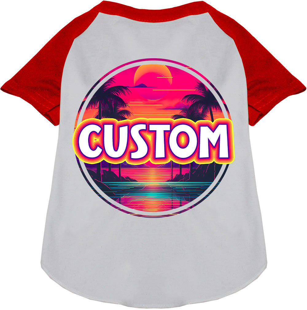 Custom Neon Beach Sunset Pet Raglan Shirts