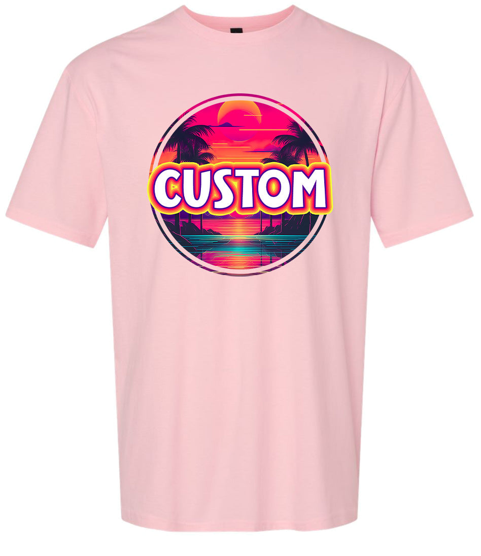 Custom Neon Beach Sunset Adult Gildan Soft Shirt