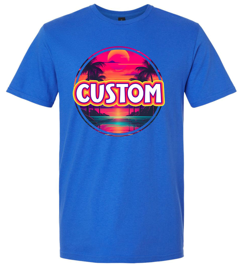 Custom Neon Beach Sunset Adult Gildan Soft Shirt