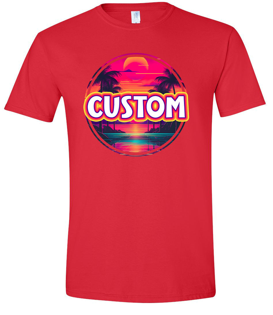 Custom Neon Beach Sunset Adult Gildan Soft Shirt