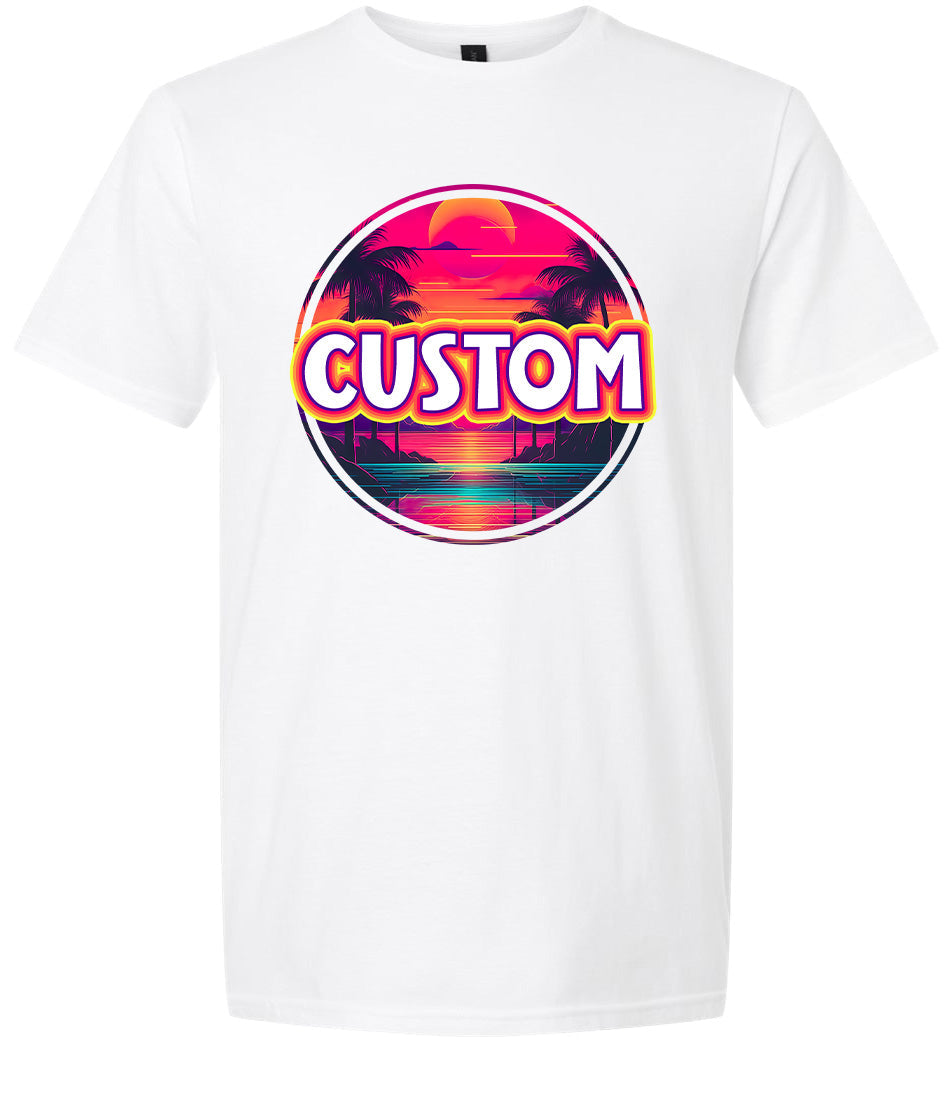 Custom Neon Beach Sunset Adult Gildan Soft Shirt