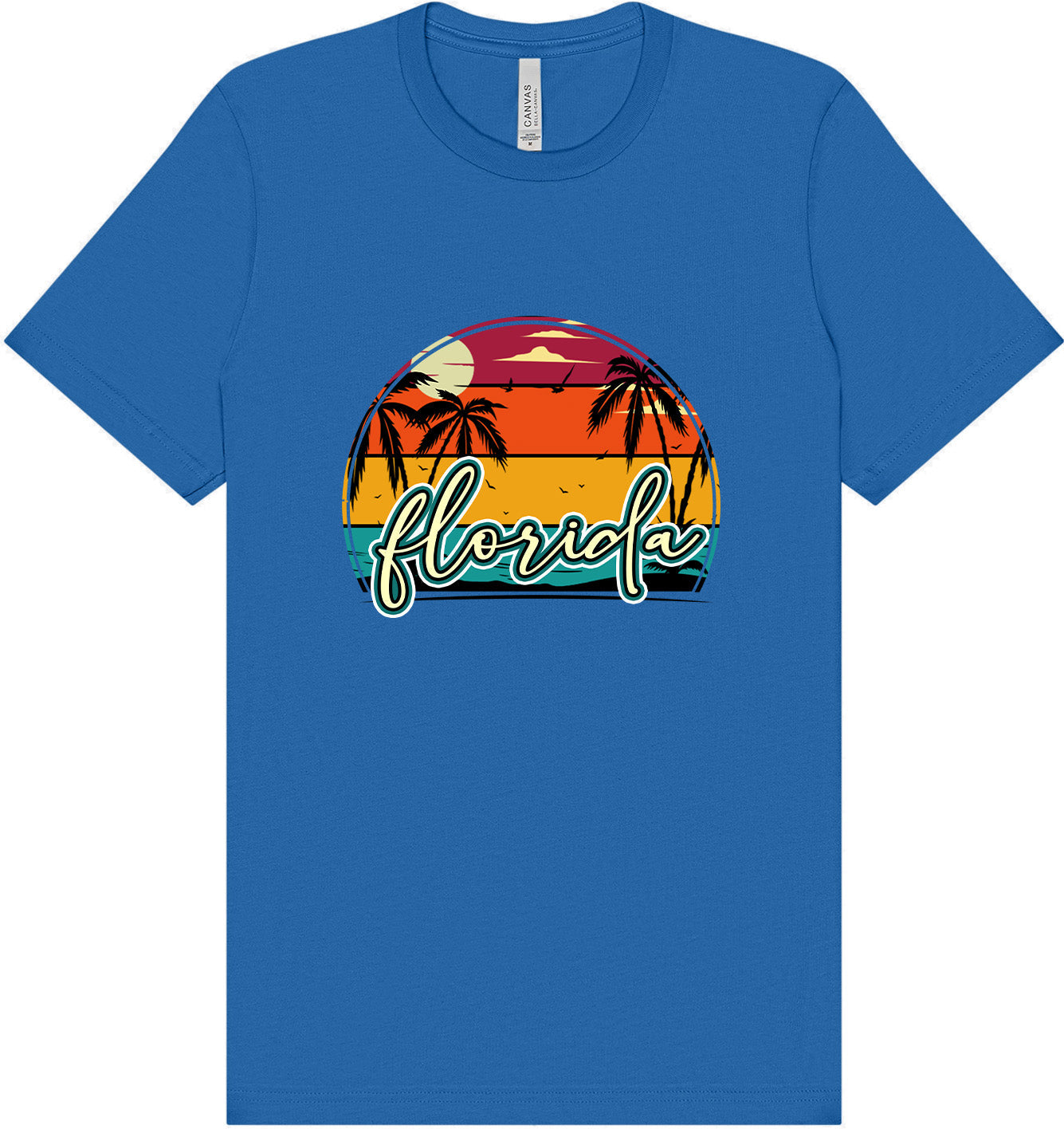 Custom Retro Beach Sunset Adult Bella Canvas Shirt