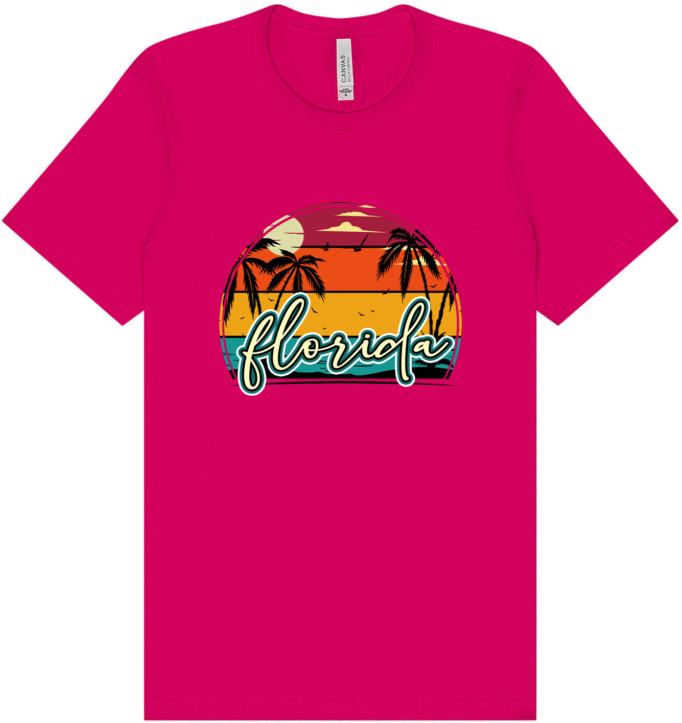 Custom Retro Beach Sunset Adult Bella Canvas Shirt