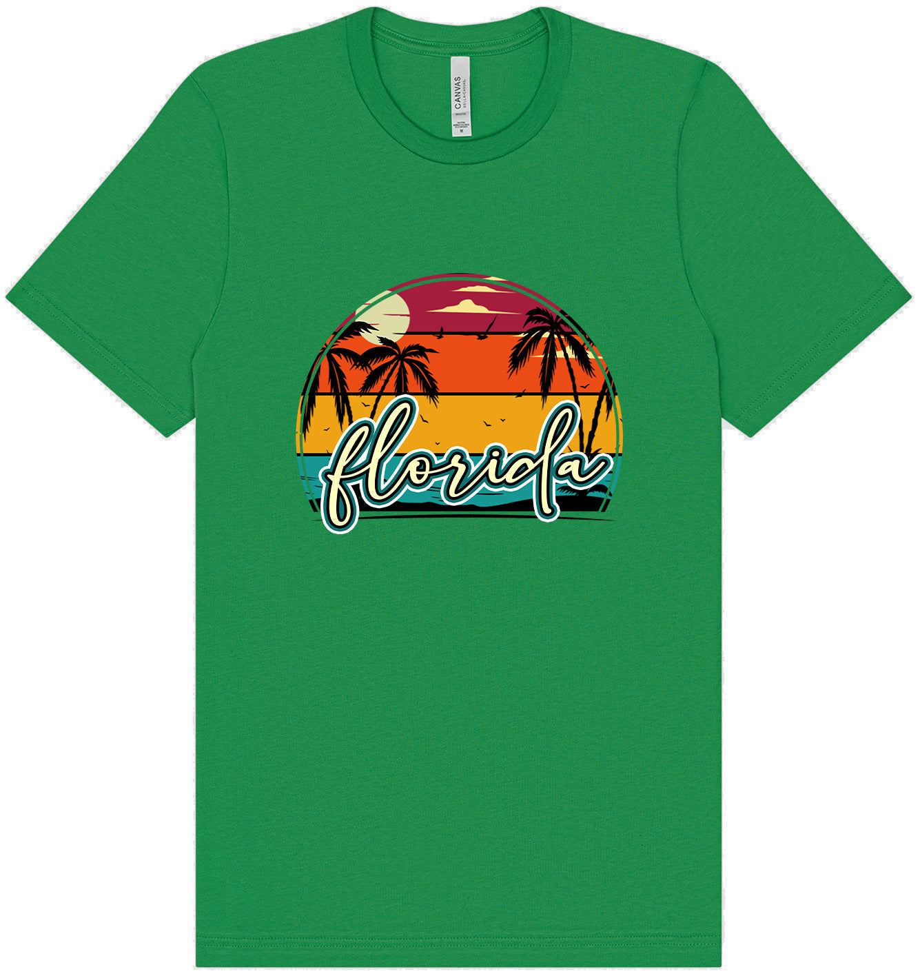 Custom Retro Beach Sunset Adult Bella Canvas Shirt