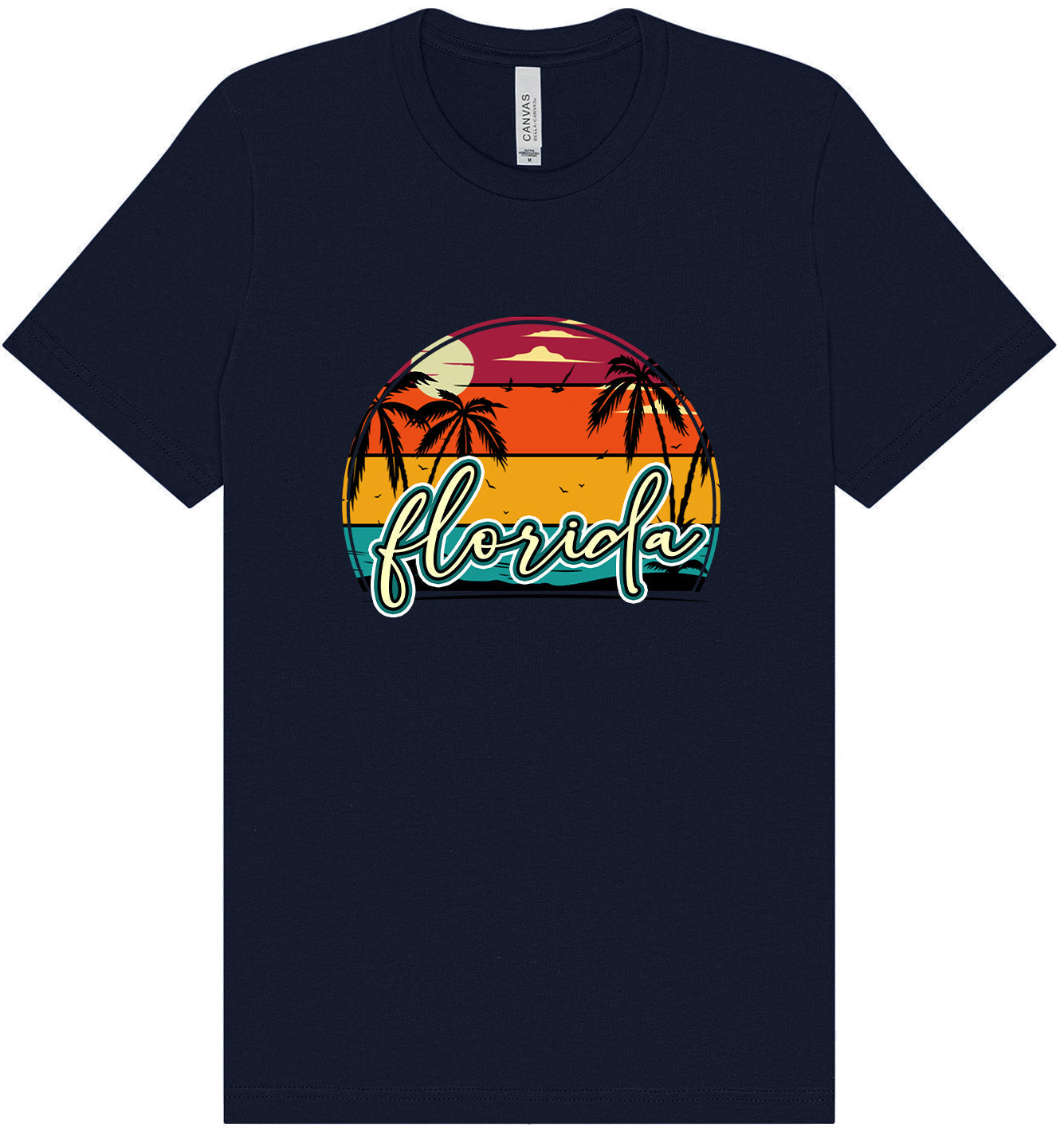 Custom Retro Beach Sunset Adult Bella Canvas Shirt