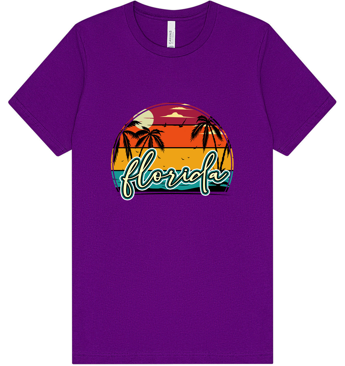 Custom Retro Beach Sunset Adult Bella Canvas Shirt