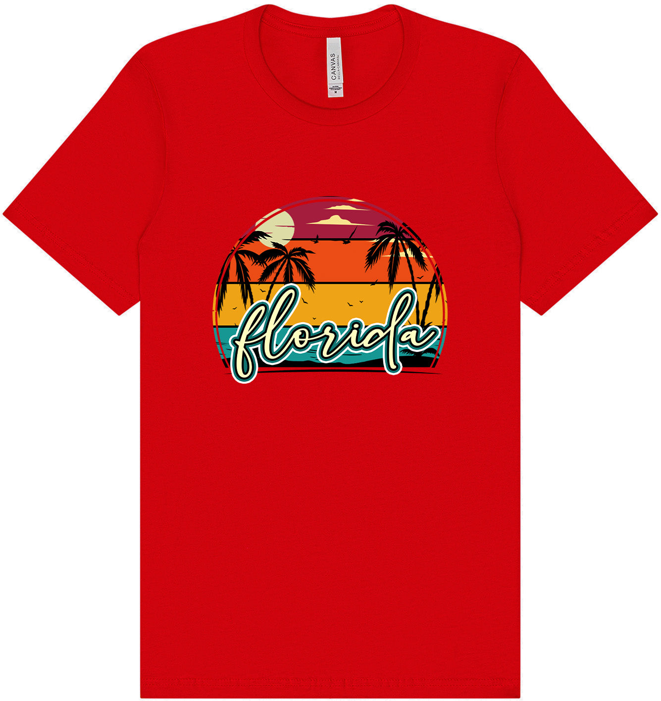 Custom Retro Beach Sunset Adult Bella Canvas Shirt