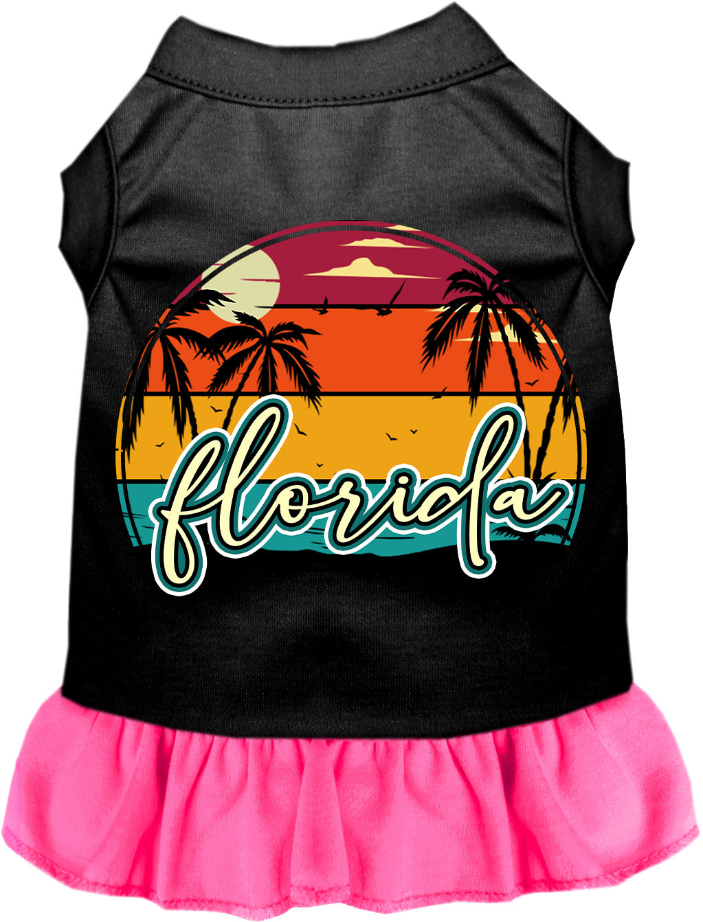 Custom Retro Beach Sunset Pet Dress