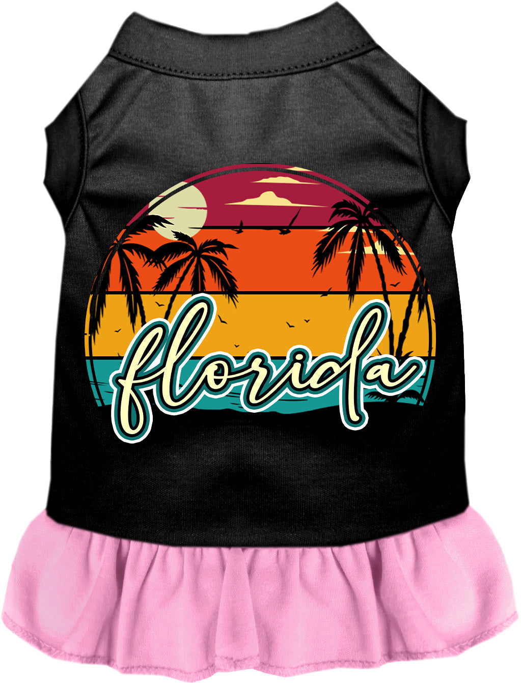 Custom Retro Beach Sunset Pet Dress