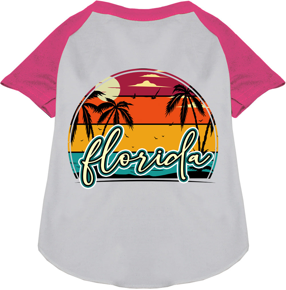 Custom Retro Beach Sunset Pet Raglan Shirts