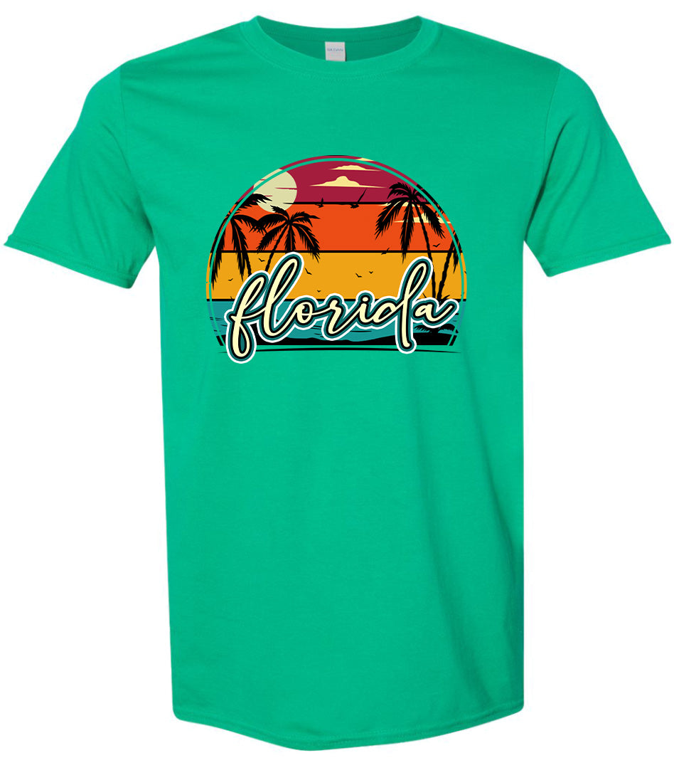 Custom Retro Beach Sunset Adult Gildan Soft Shirt