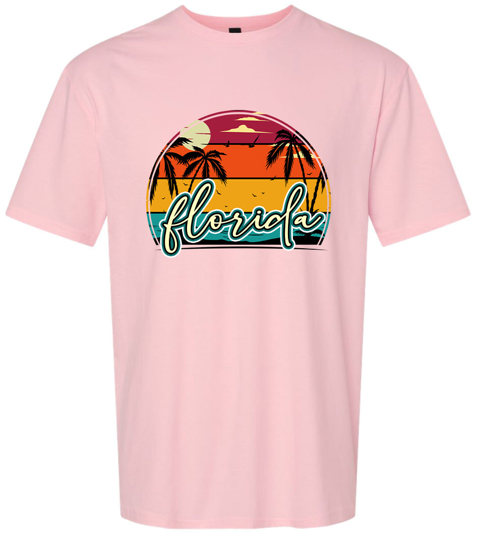 Custom Retro Beach Sunset Adult Gildan Soft Shirt