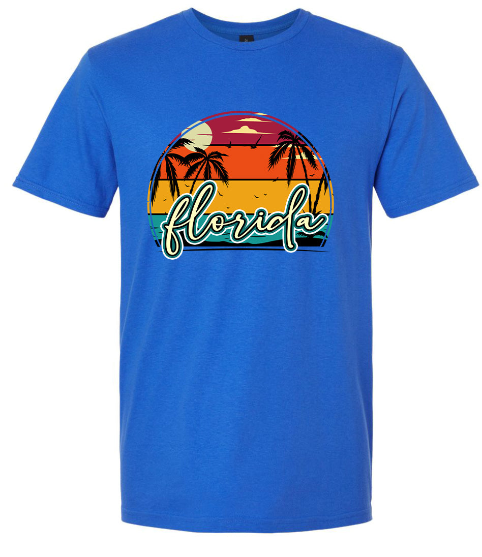 Custom Retro Beach Sunset Adult Gildan Soft Shirt