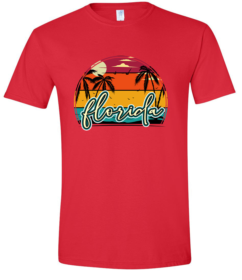 Custom Retro Beach Sunset Adult Gildan Soft Shirt