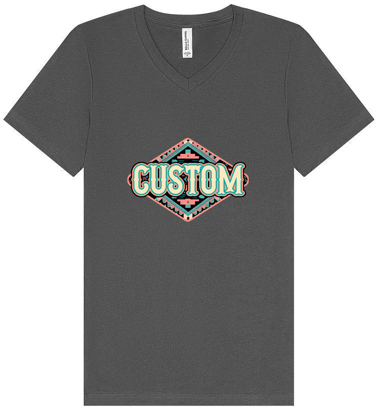 Custom Peach Aztec Unisex V-Neck Shirt