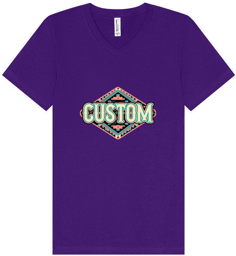 Custom Peach Aztec Unisex V-Neck Shirt