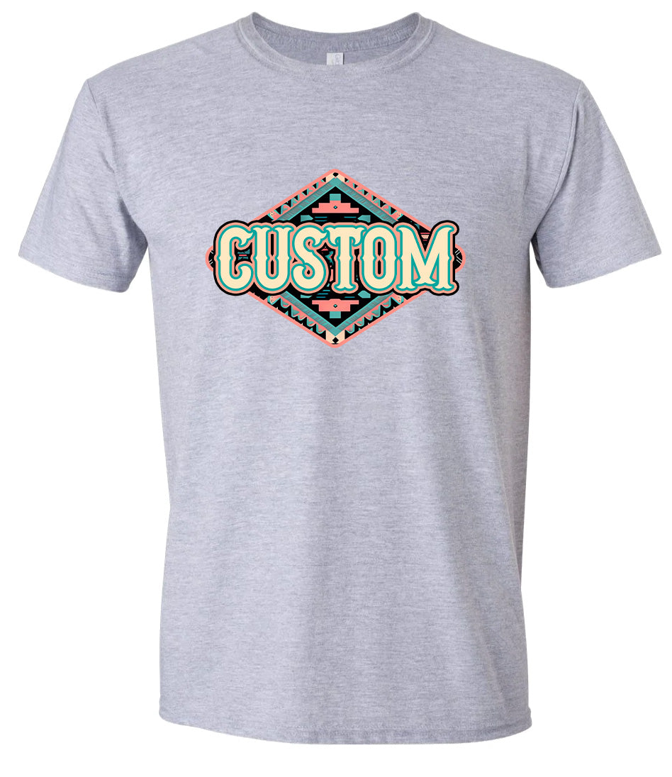 Custom Peach Aztec Adult Gildan Soft Shirt
