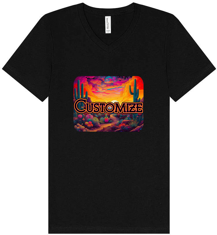 Custom Neon Desert Unisex V-Neck Shirt