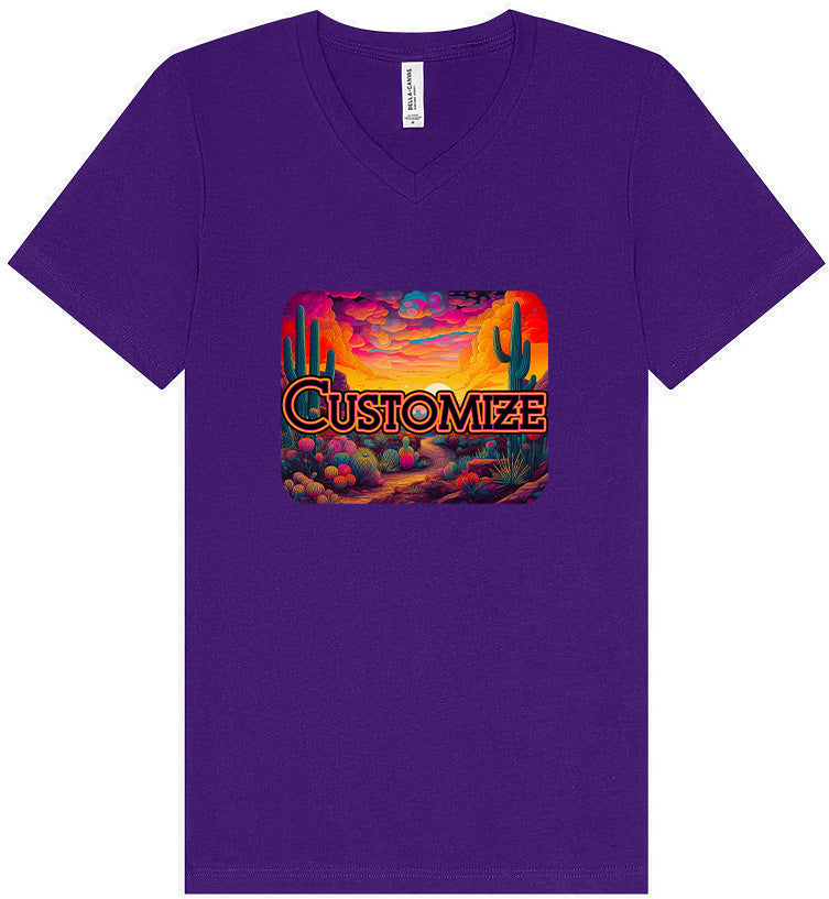 Custom Neon Desert Unisex V-Neck Shirt