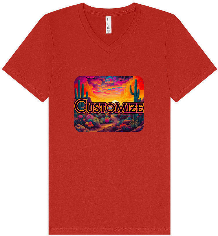 Custom Neon Desert Unisex V-Neck Shirt