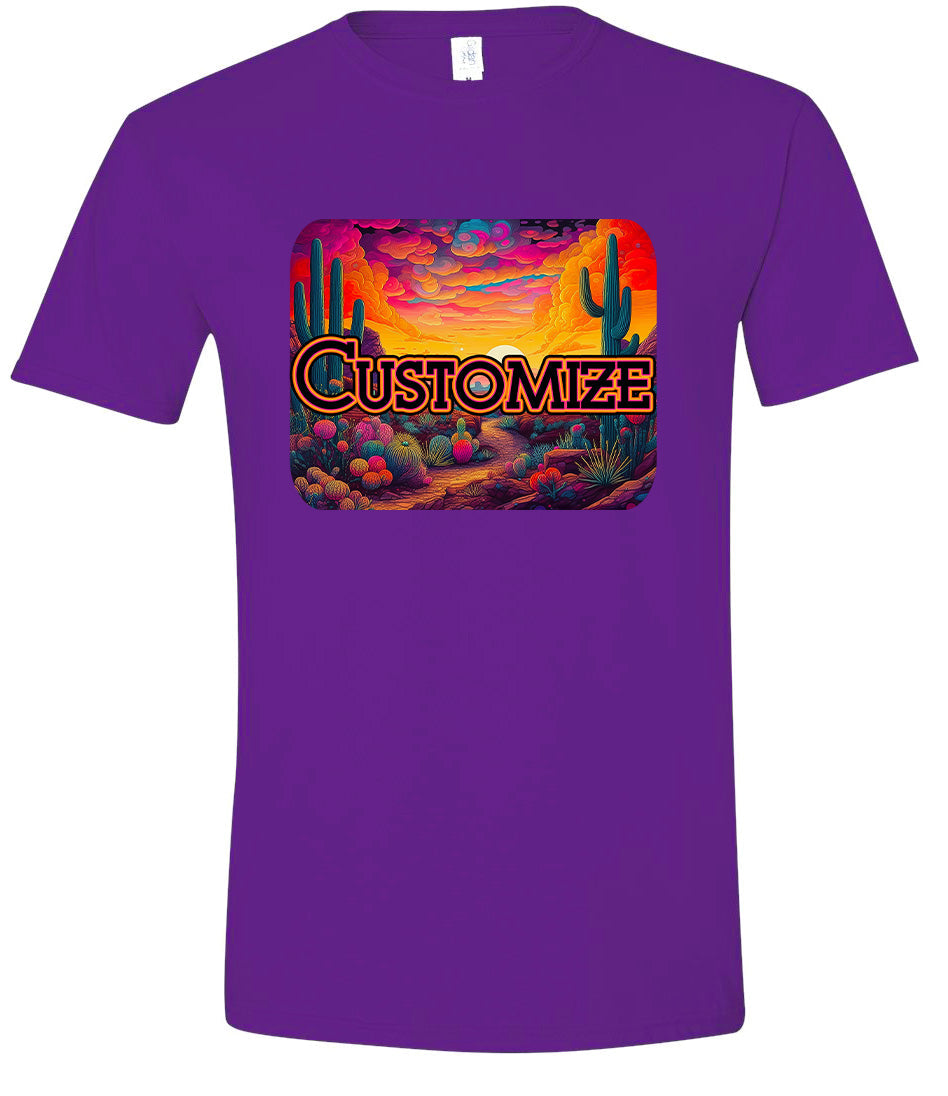 Custom Neon Desert Adult Gildan Soft Shirt