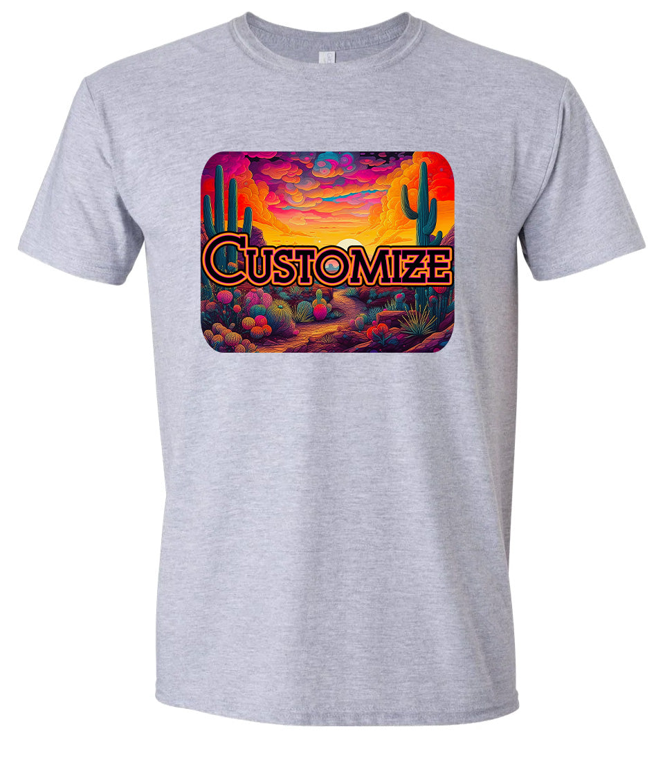 Custom Neon Desert Adult Gildan Soft Shirt