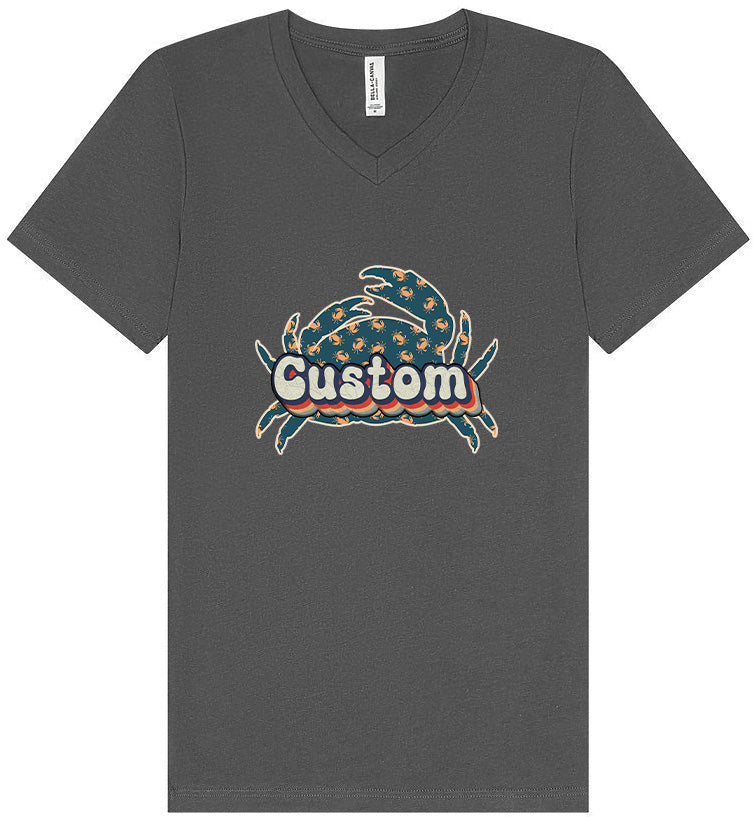 Custom Retro Crabs Unisex V-Neck Shirt