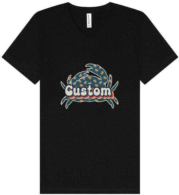 Custom Retro Crabs Unisex V-Neck Shirt