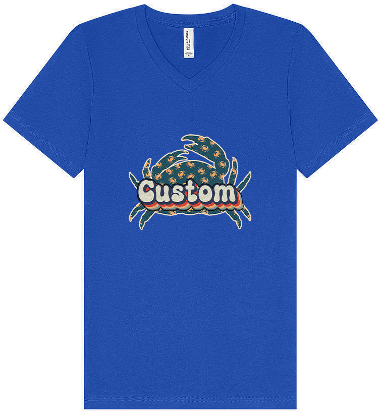 Custom Retro Crabs Unisex V-Neck Shirt