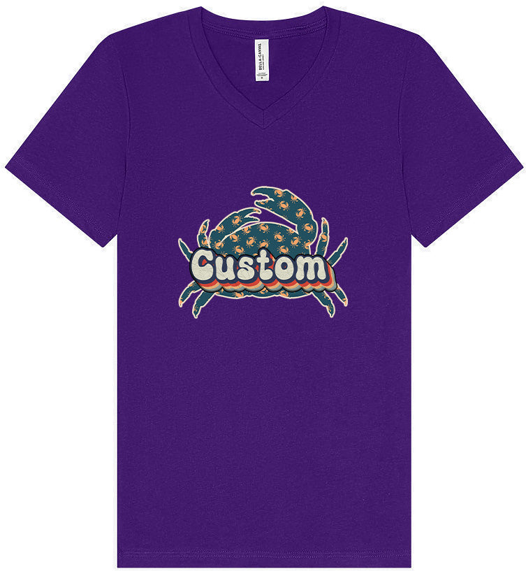 Custom Retro Crabs Unisex V-Neck Shirt