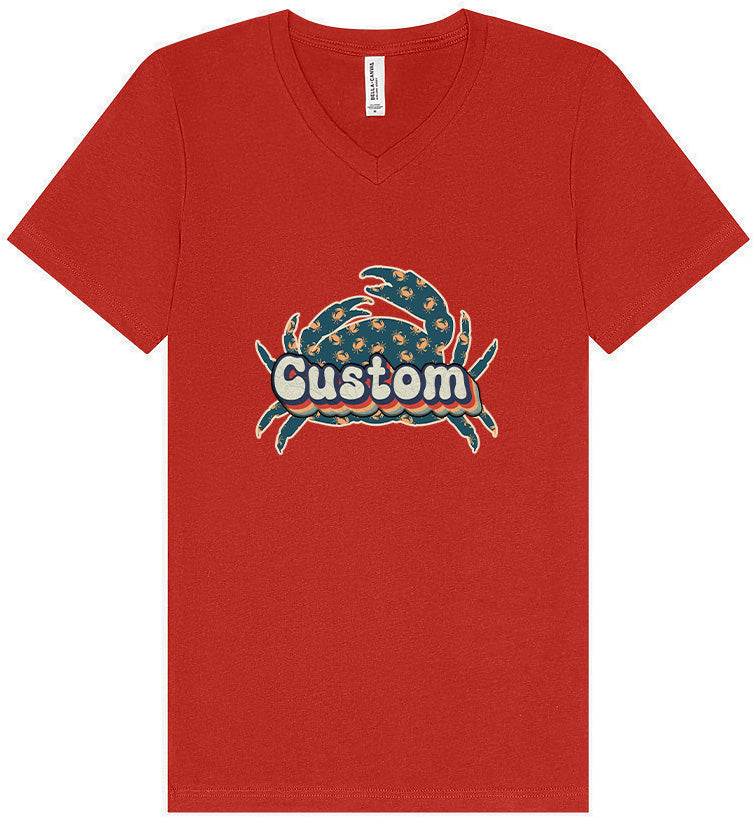 Custom Retro Crabs Unisex V-Neck Shirt