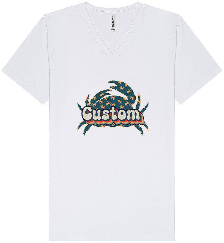 Custom Retro Crabs Unisex V-Neck Shirt