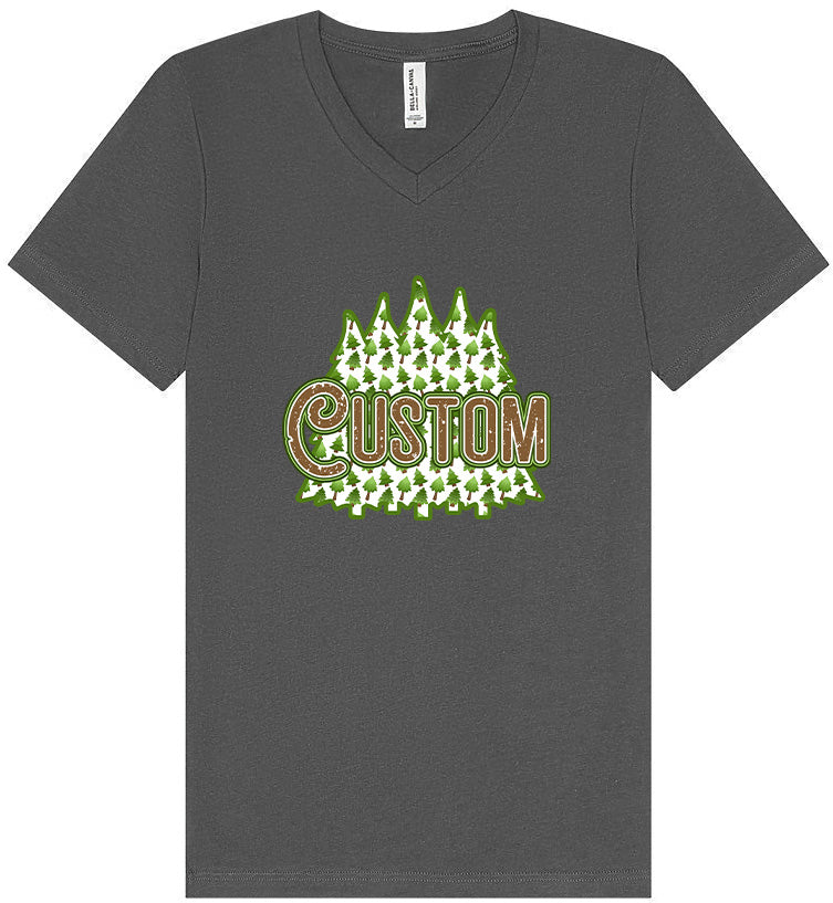 Custom Woodland Trees Unisex V-Neck Shirt