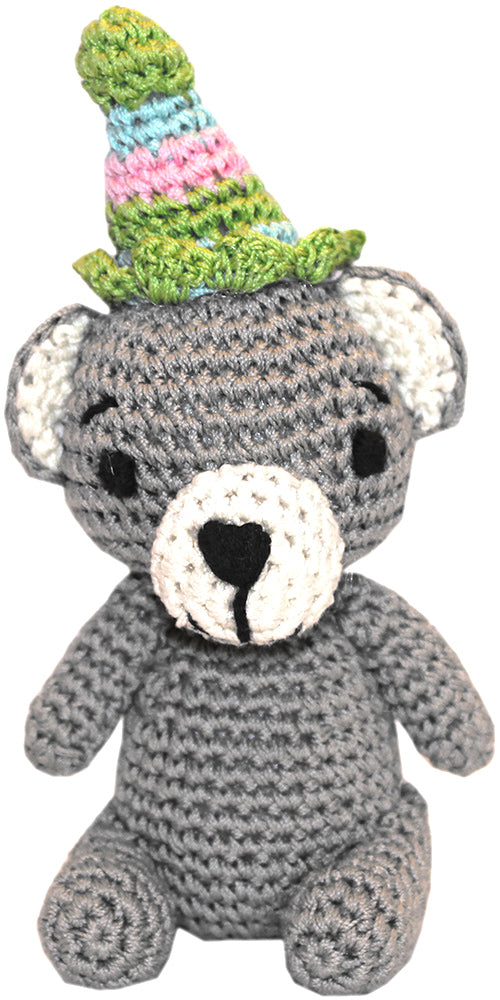 Birthday Bear Crocheted Knit Knack Pet Toy