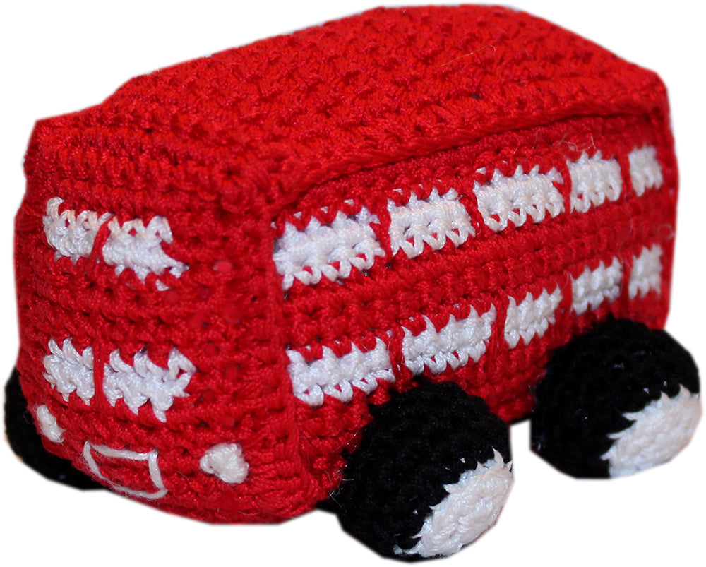 Double Decker Bus Crocheted Knit Knack Pet Toy