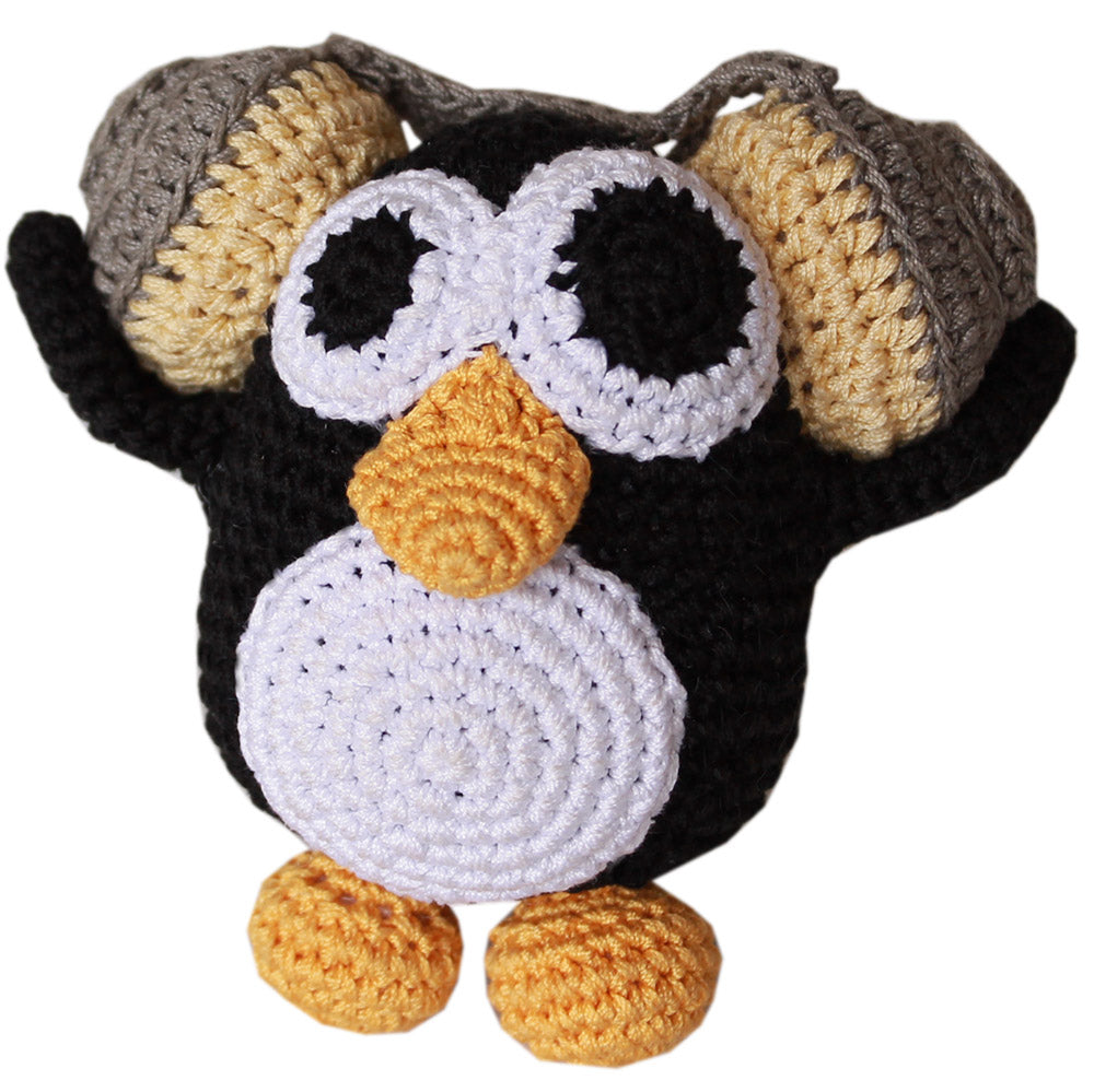 Hipster Penguin Crocheted Knit Knack Pet Toy