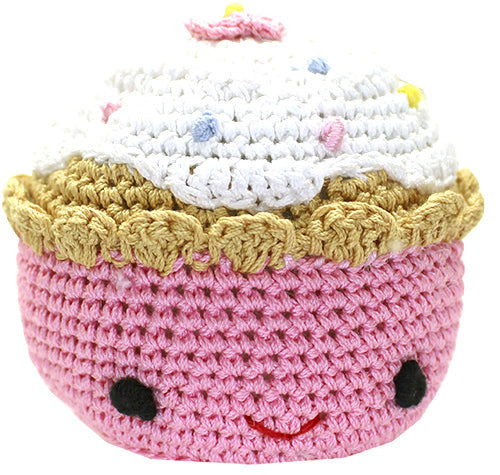 Purdy the Pink Cupcake Crocheted Knit Knack Pet Toy