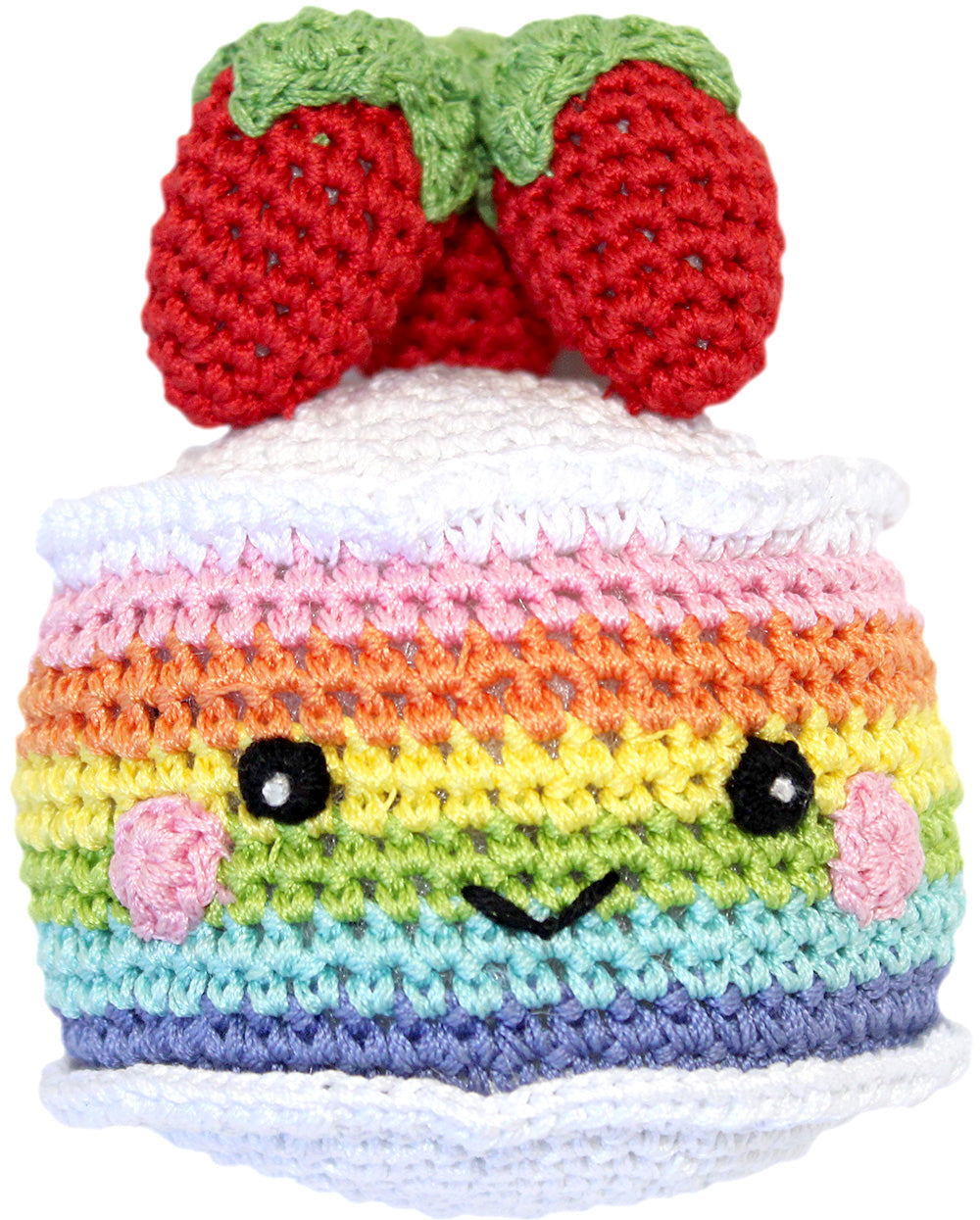 Rainbow Birthday Cake Crocheted Knit Knack Pet Toy