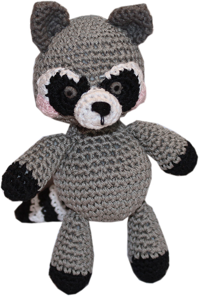 Rowdy The Trash Panda Raccoon  Crocheted Knit Knack Pet Toy