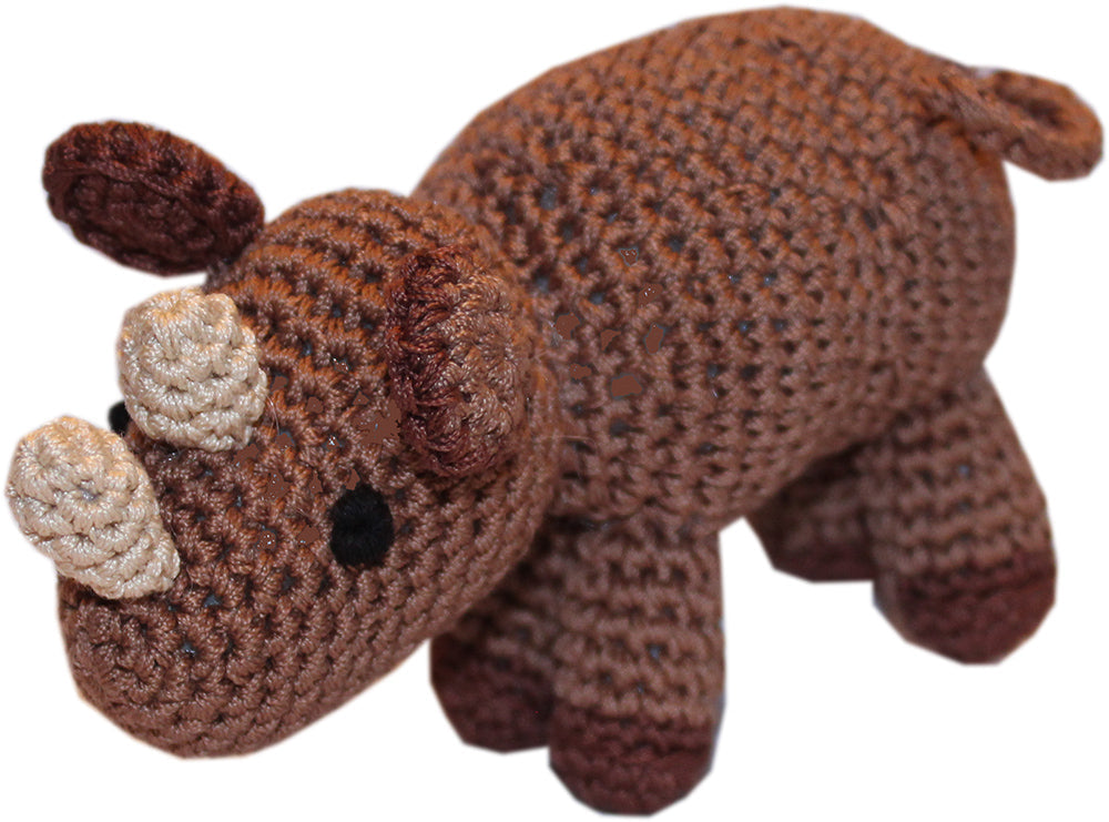 Ruby the Rhino Crocheted Knit Knack Pet Toy