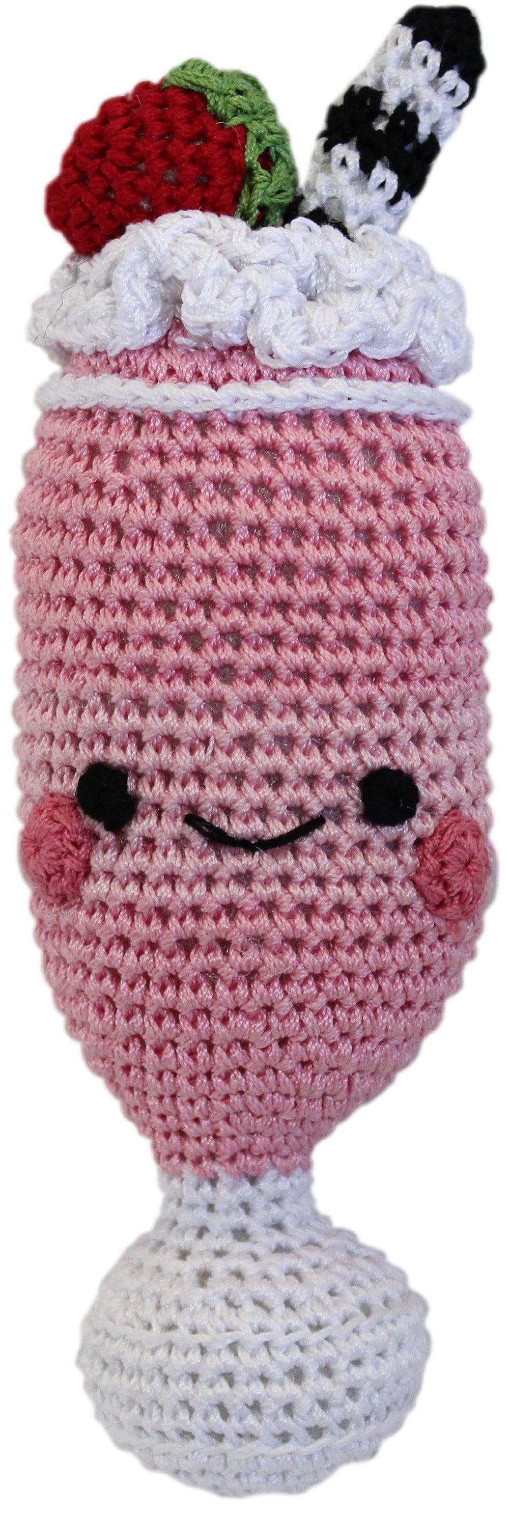 Strawberry Milkshake Crocheted Knit Knack Pet Toy