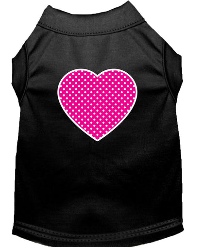 Pet Dog & Cat Shirt Screen Printed, "Pink Swiss Dot Heart"