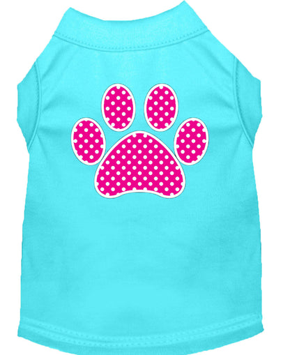 Pet Dog & Cat Shirt Screen Printed, "Pink Swiss Dot Paw"