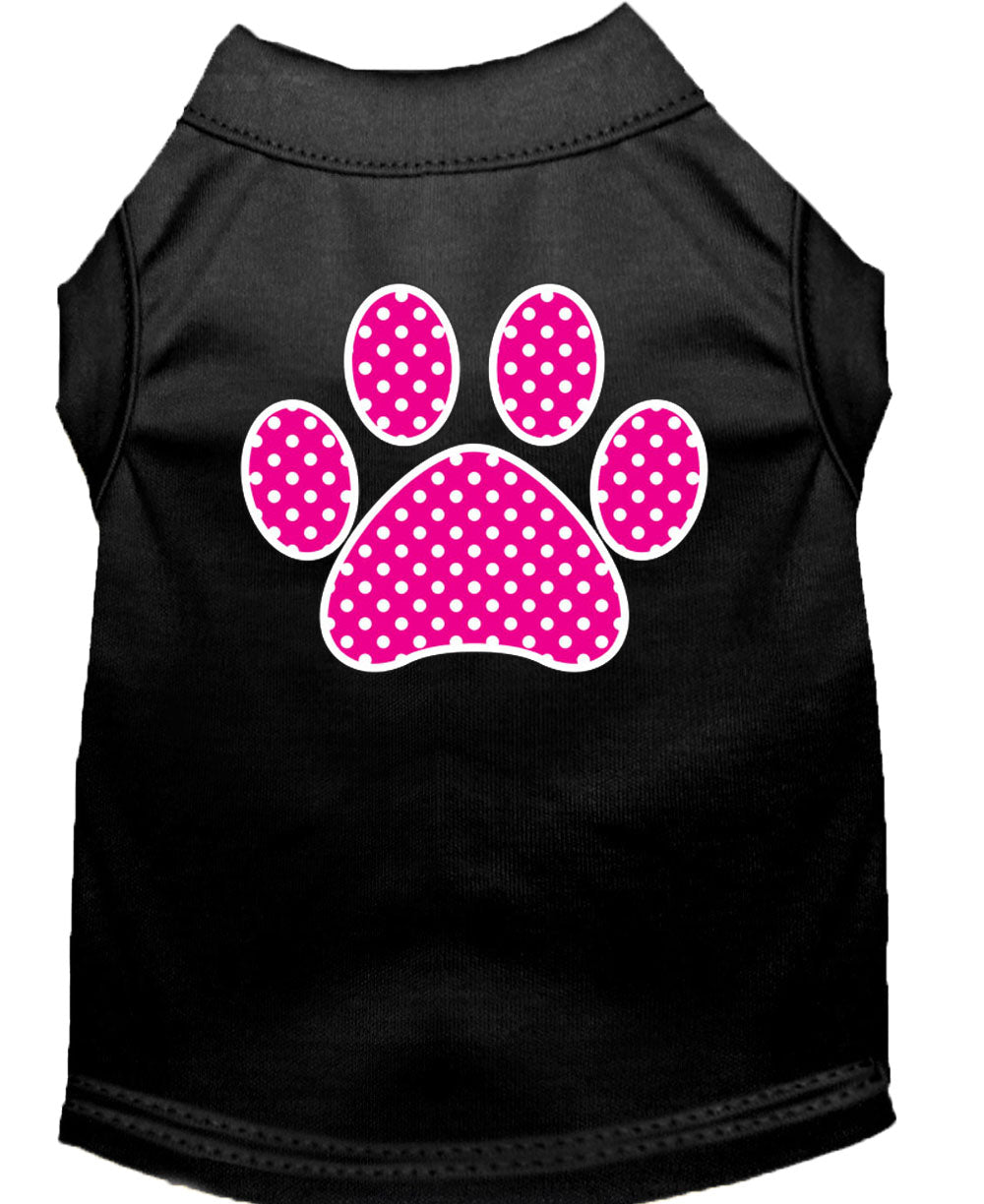 Pet Dog & Cat Shirt Screen Printed, "Pink Swiss Dot Paw"