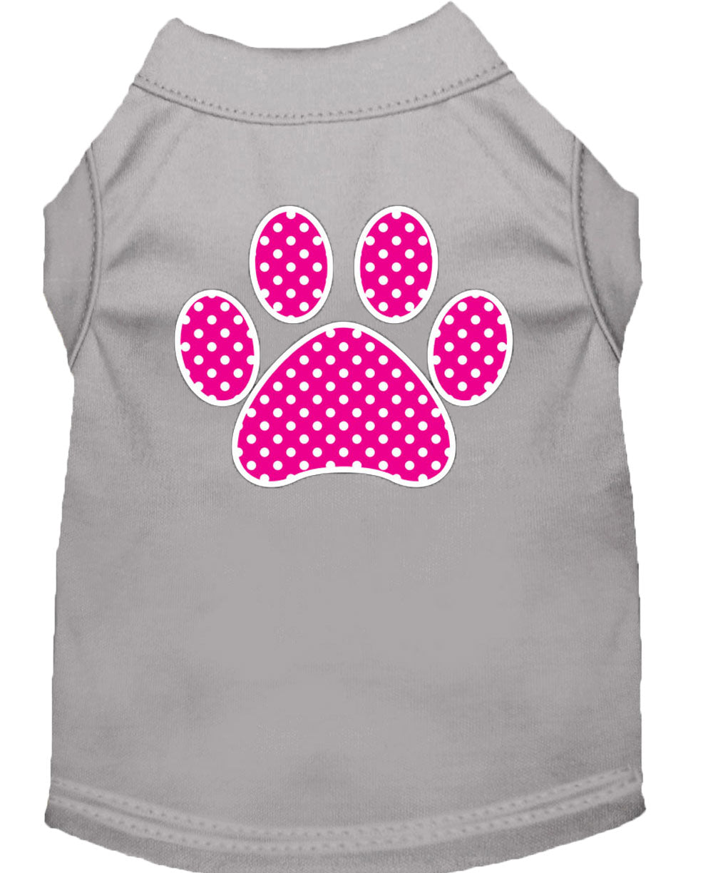 Pet Dog & Cat Shirt Screen Printed, "Pink Swiss Dot Paw"