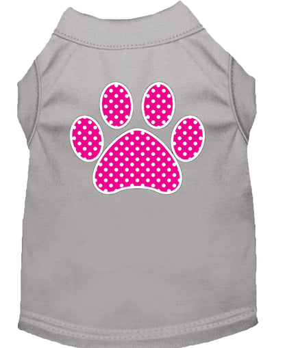 Pet Dog & Cat Shirt Screen Printed, "Pink Swiss Dot Paw"