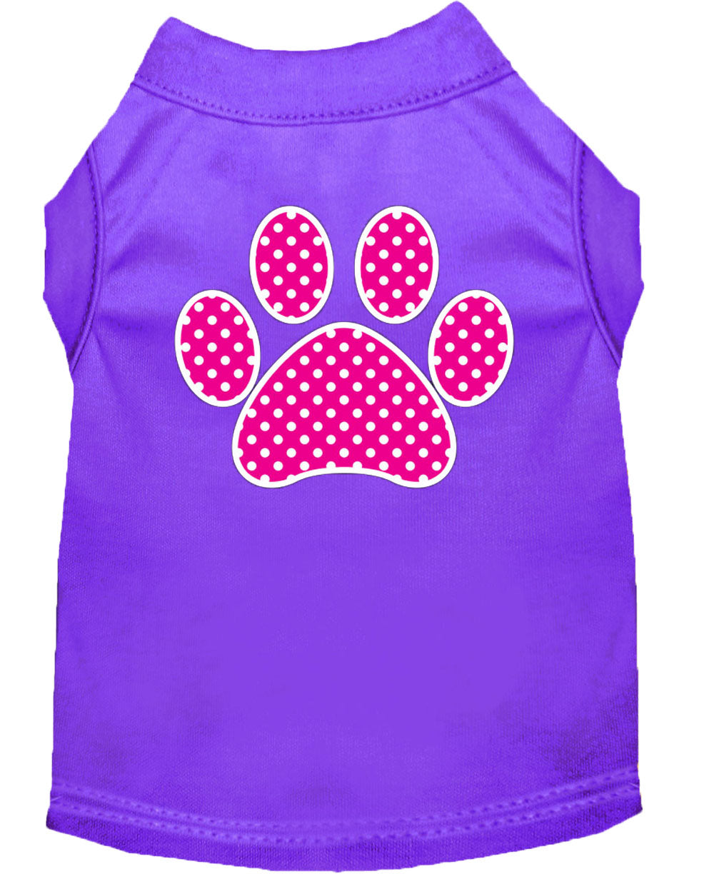 Pet Dog & Cat Shirt Screen Printed, "Pink Swiss Dot Paw"