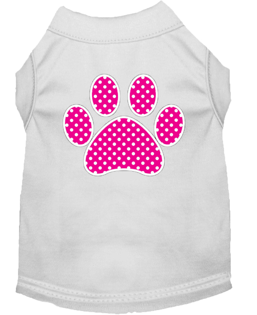 Pet Dog & Cat Shirt Screen Printed, "Pink Swiss Dot Paw"