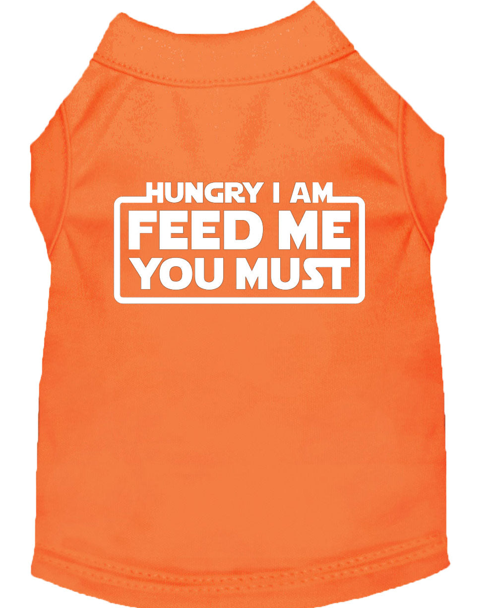 Pet Dog & Cat Shirt Screen Printed, "Hungry I Am, Feed Me You Must"